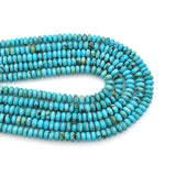 Bluejoy 6mm Genuine Classic Style Natural Turquoise Roundel Bead 16-inch Strand