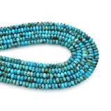 Bluejoy 4mm Genuine Classic Style Natural Turquoise Roundel Bead 16-inch Strand