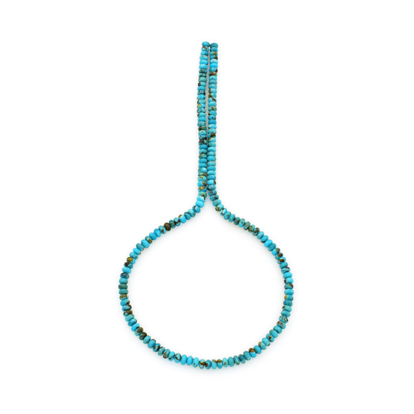 Bluejoy 4mm Genuine Classic Style Natural Turquoise Roundel Bead 16-inch Strand