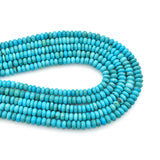 Bluejoy 5mm Genuine Classic Style Natural Turquoise Roundel Bead 16-inch Strand