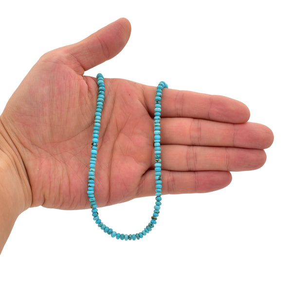 Bluejoy 4mm Genuine Classic Style Natural Turquoise Roundel Bead 16-inch Strand