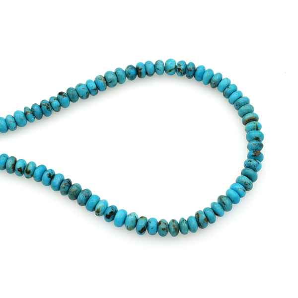 Bluejoy 5mm Genuine Classic Style Natural Turquoise Roundel Bead 16-inch Strand