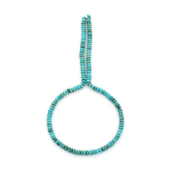 Bluejoy 5mm Genuine Classic Style Natural Turquoise Roundel Bead 16-inch Strand