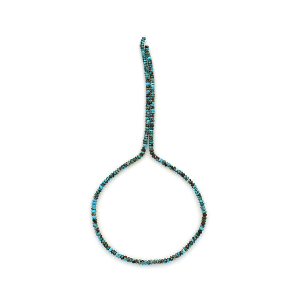 Bluejoy 3mm Genuine Classic Style Natural Turquoise Roundel Bead 16-inch Strand