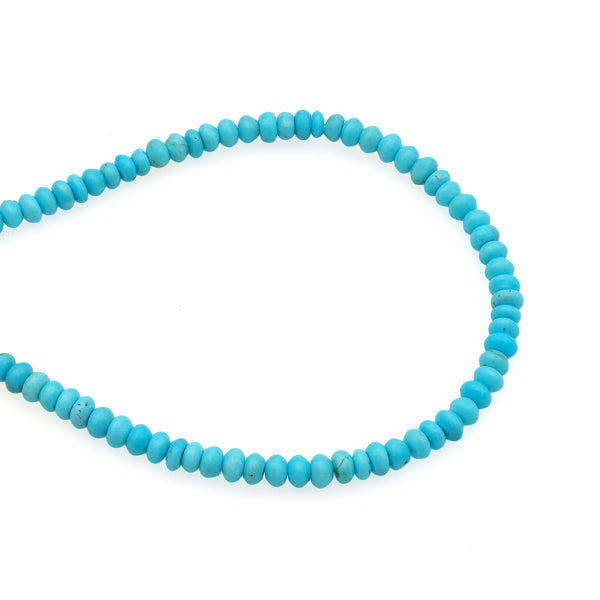 Bluejoy 3mm Genuine Classic Style Natural Turquoise Roundel Bead 16-inch Strand