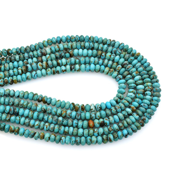 Bluejoy 4mm Genuine Classic Style Natural Turquoise Roundel Bead 16-inch Strand