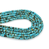 Bluejoy 4mm Genuine Classic Style Natural Turquoise Roundel Bead 16-inch Strand