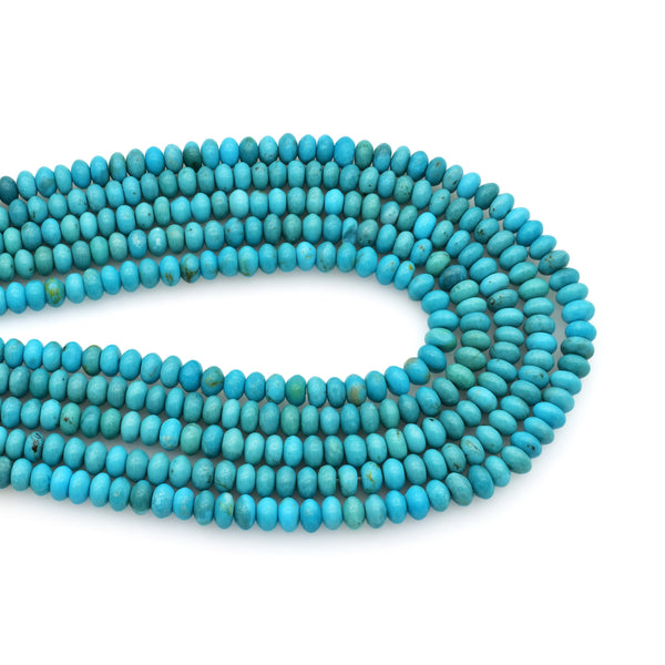 Bluejoy 4mm Genuine Classic Style Natural Turquoise Roundel Bead 16-inch Strand