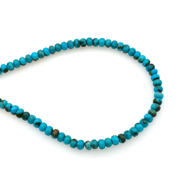 Bluejoy 4mm Genuine Classic Style Natural Turquoise Roundel Bead 16-inch Strand