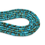 Bluejoy 5mm Genuine Classic Style Natural Turquoise Roundel Bead 16-inch Strand