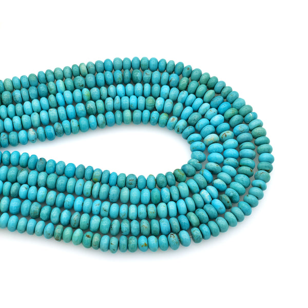 Bluejoy 5mm Genuine Classic Style Natural Turquoise Roundel Bead 16-inch Strand