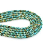 Bluejoy 4mm Genuine Classic Style Natural Turquoise Roundel Bead 16-inch Strand