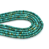 Bluejoy 4mm Genuine Classic Style Natural Turquoise Roundel Bead 16-inch Strand