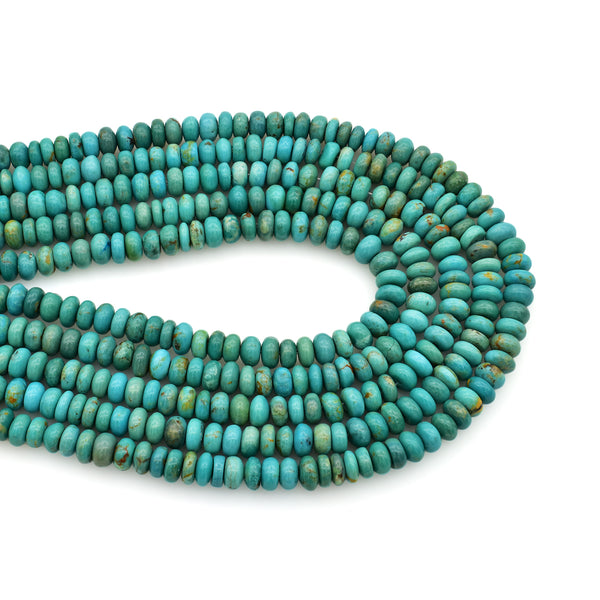 Bluejoy 5mm Genuine Classic Style Natural Turquoise Roundel Bead 16-inch Strand