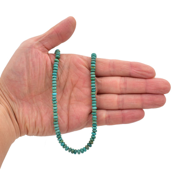 Bluejoy 5mm Genuine Classic Style Natural Turquoise Roundel Bead 16-inch Strand