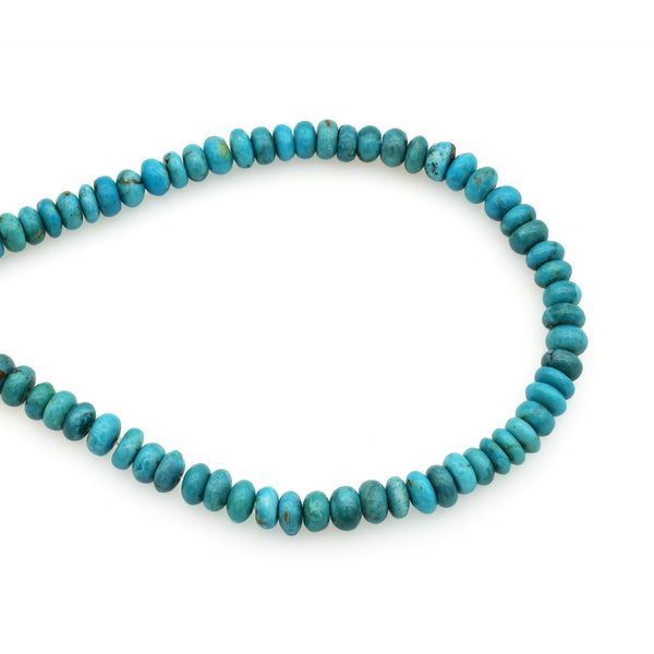 Bluejoy 5mm Genuine Classic Style Natural Turquoise Roundel Bead 16-inch Strand