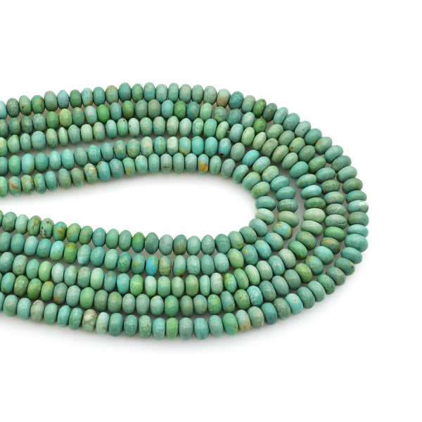 Bluejoy 4mm Genuine Classic Style Natural Turquoise Roundel Bead 16-inch Strand