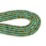 Bluejoy 4mm Genuine Classic Style Natural Turquoise Roundel Bead 16-inch Strand