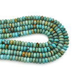 Bluejoy 7mm Genuine Classic Style Natural Turquoise Roundel Bead 16-inch Strand