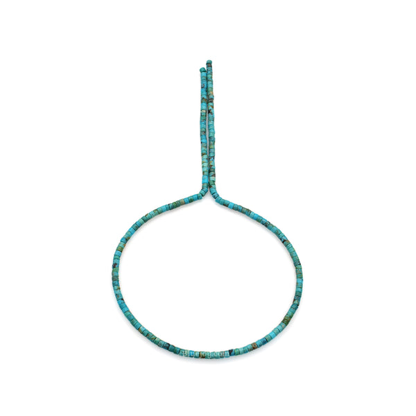 Bluejoy 3mm Genuine Native American Style Natural Turquoise Dainty Heishi Bead 16-inch Strand