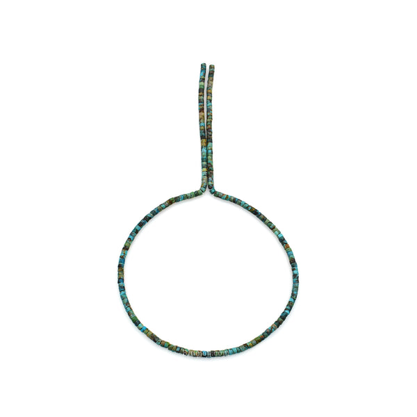 Bluejoy 3mm Genuine Native American Style Natural Turquoise Dainty Heishi Bead 16-inch Strand