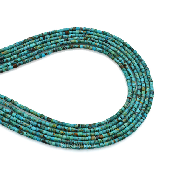Bluejoy 2mm Genuine Indian-Style Natural Turquoise Dainty Heishi Bead 16-inch Strand