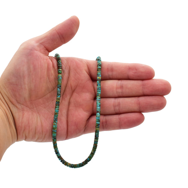 Bluejoy 4mm Genuine Indian-Style Natural Turquoise Dainty Heishi Bead 16-inch Strand