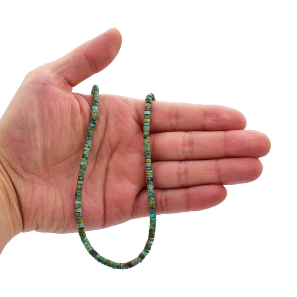 Bluejoy 4mm Genuine Indian-Style Natural Turquoise Dainty Heishi Bead 16-inch Strand