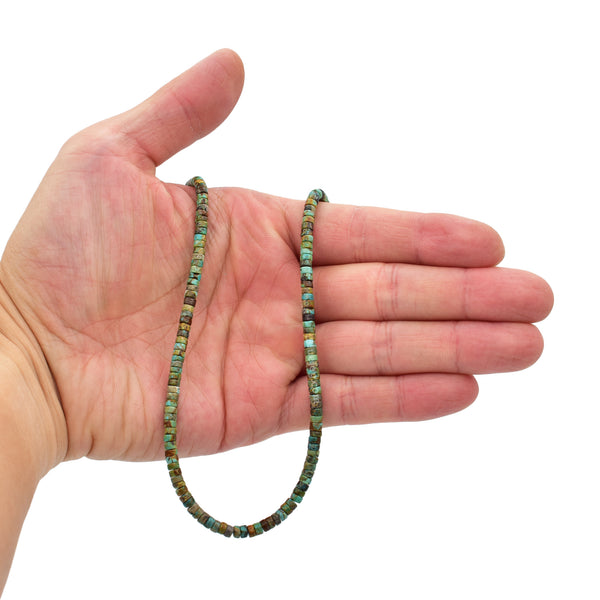 Bluejoy 4mm Genuine Indian-Style Natural Turquoise Dainty Heishi Bead 16-inch Strand