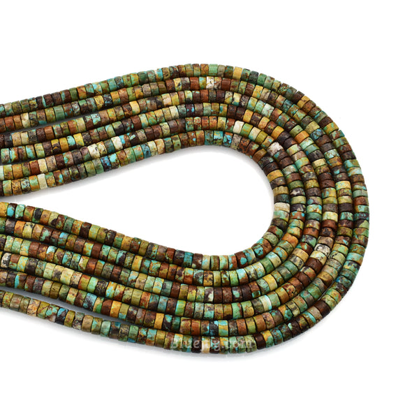 Bluejoy 5mm Genuine Indian-Style Natural Turquoise Heishi Bead 16-inch Strand