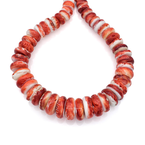 Bluejoy 8mm-18mm Genuine Native American Style Natural Spiny Oyster Shell Graduated Perfect Roundel Bead 16-inch Strand