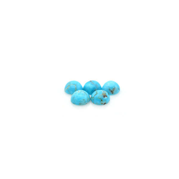 American-Mined Natural Turquoise Cabochon 5mm  Round Shape