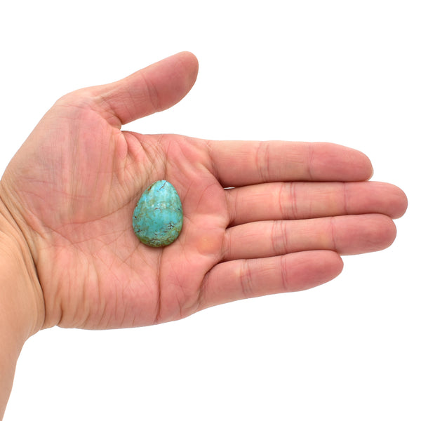 American-Mined Natural Turquoise Cabochon 22mmx29mm Teardrop Shape
