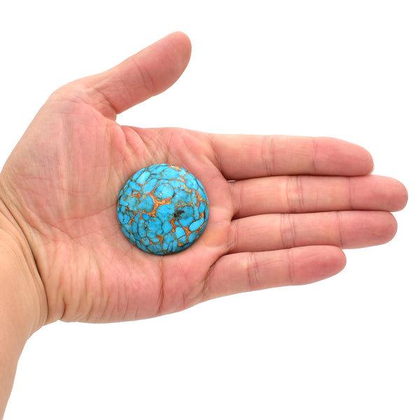 Natural American Turquoise Mosaic Cabochon Copper Infused (40mm Round)