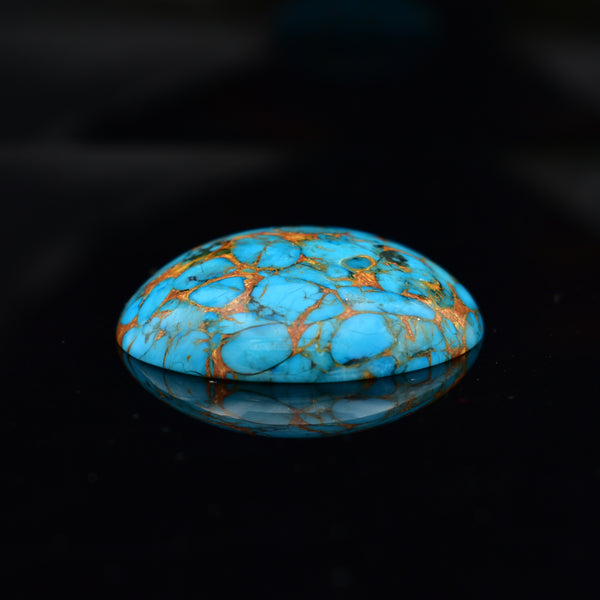 Natural American Turquoise Mosaic Cabochon Copper Infused (40mm Round)