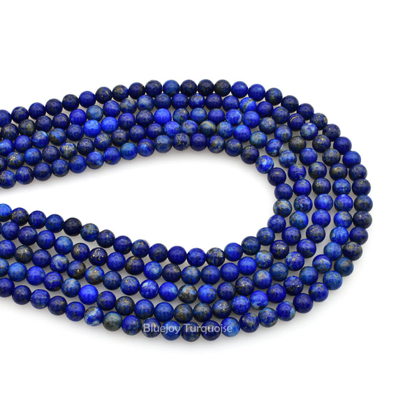Bluejoy 4mm Genuine Native American Style Natural Lapis Lazuli Round Bead 16-inch Strand
