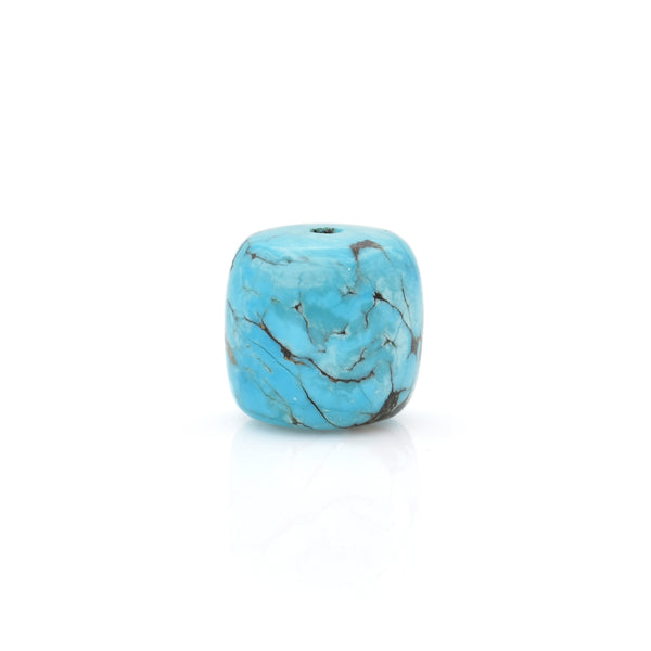 American-Mined Natural Turquoise Loose Bead 12.5mmx13mm Drum Shape