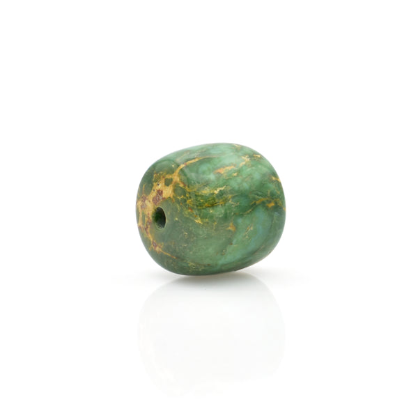 American-Mined Natural Turquoise Loose Bead 12mmx13mm Drum Shape