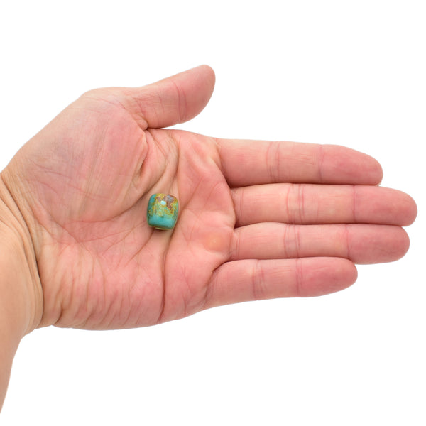 American-Mined Natural Turquoise Loose Bead 13mmx14mm Drum Shape