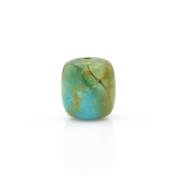American-Mined Natural Turquoise Loose Bead 13mmx14mm Drum Shape