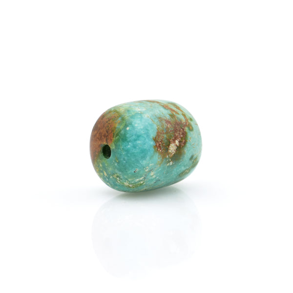 American-Mined Natural Turquoise Loose Bead 13mmx15mm Drum Shape