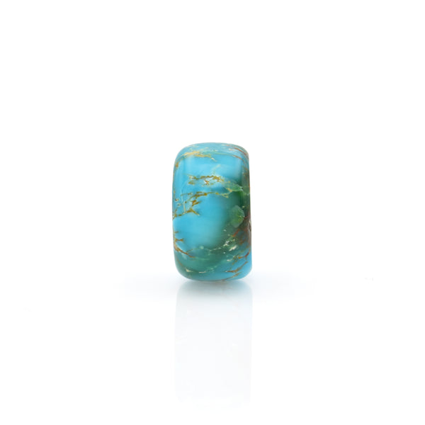 American-Mined Natural Turquoise Loose Bead 8mmx15mm Wheel Shape