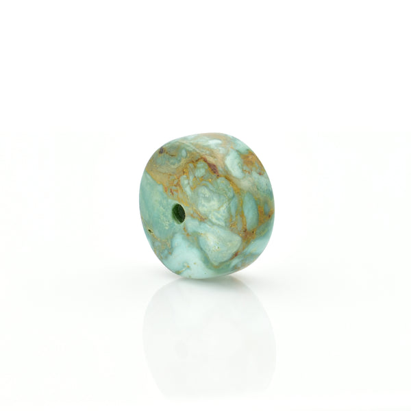 American-Mined Natural Turquoise Loose Bead 7.5mmx15mm Wheel Shape