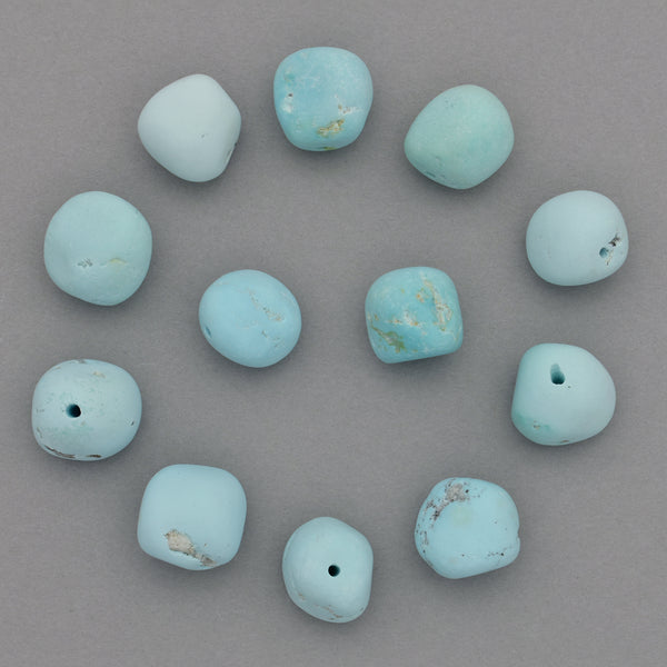 American-Mined Natural Turquoise Loose Bead 10mm Matte-Finish Nugget