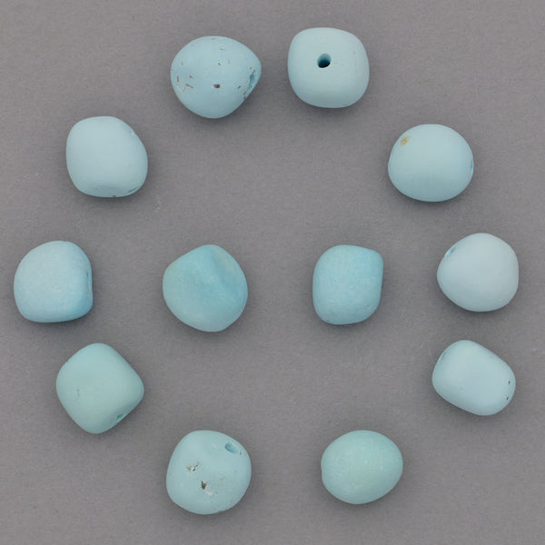 American-Mined Natural Turquoise Loose Bead 8mm Matte-Finish Nugget