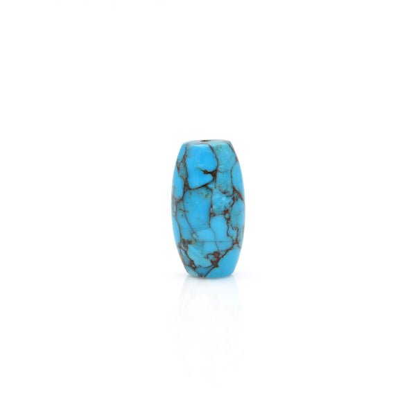 American-Mined Natural Turquoise Mosaic Loose Bead 11mmx20mm Barrel Shape