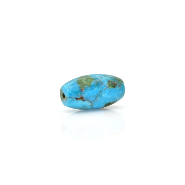 American-Mined Natural Turquoise Polychrome Loose Bead 11.5mmx21mm Barrel Shape