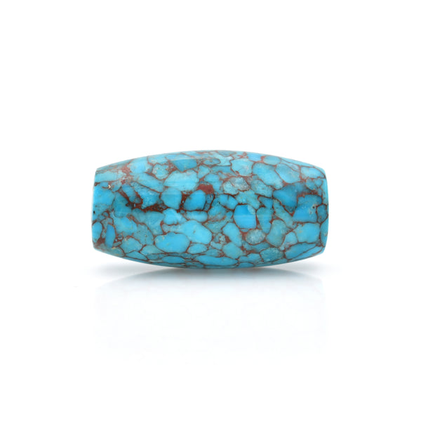 American-Mined Natural Turquoise Mosaic Loose Bead 20mmx38.5mm Barrel Shape