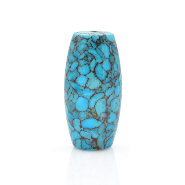 American-Mined Natural Turquoise Mosaic Loose Bead 20mmx39mm Barrel Shape