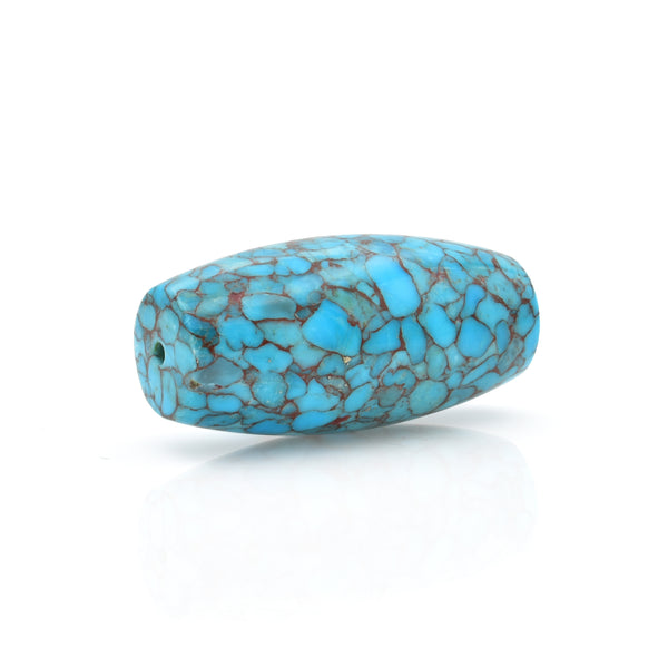 American-Mined Natural Turquoise Mosaic Loose Bead 19mmx40mm Barrel Shape